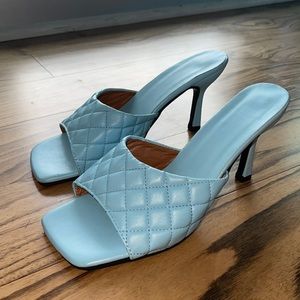Blue puffer heels